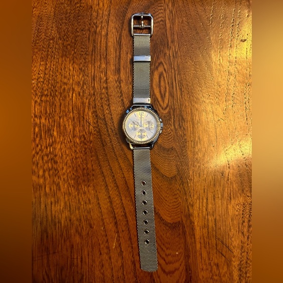 Coach Jewelry - Coach Silver Mesh Pave Dial Womans Watch